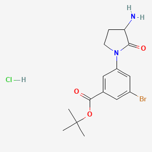 molecular formula C15H20BrClN2O3 B2909847 Tert-butyl 3-(3-amino-2-oxopyrrolidin-1-yl)-5-bromobenzoate;hydrochloride CAS No. 2305254-65-1