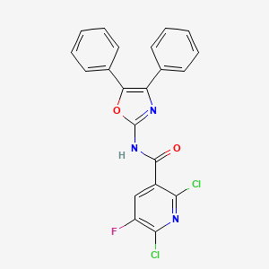 molecular formula C21H12Cl2FN3O2 B2909850 2,6-dichloro-N-(4,5-diphenyl-1,3-oxazol-2-yl)-5-fluoropyridine-3-carboxamide CAS No. 1423627-59-1