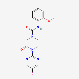 molecular formula C16H16FN5O3 B2909855 4-(5-Fluoropyrimidin-2-yl)-N-(2-methoxyphenyl)-3-oxopiperazine-1-carboxamide CAS No. 2320923-00-8