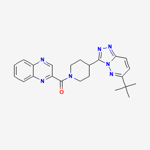 molecular formula C23H25N7O B2909881 2-(4-{6-Tert-butyl-[1,2,4]triazolo[4,3-b]pyridazin-3-yl}piperidine-1-carbonyl)quinoxaline CAS No. 2197613-45-7