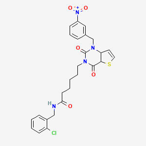 molecular formula C26H25ClN4O5S B2909885 N-[(2-chlorophenyl)methyl]-6-{1-[(3-nitrophenyl)methyl]-2,4-dioxo-1H,2H,3H,4H-thieno[3,2-d]pyrimidin-3-yl}hexanamide CAS No. 912884-82-3