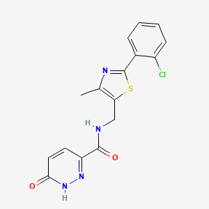molecular formula C16H13ClN4O2S B2909886 N-((2-(2-chlorophenyl)-4-methylthiazol-5-yl)methyl)-6-oxo-1,6-dihydropyridazine-3-carboxamide CAS No. 2189498-80-2