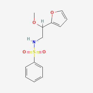 molecular formula C13H15NO4S B2909888 N-[2-(furan-2-yl)-2-methoxyethyl]benzenesulfonamide CAS No. 1795295-95-2