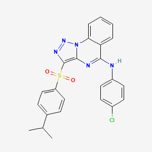 molecular formula C24H20ClN5O2S B2909912 N-(4-chlorophenyl)-3-[4-(propan-2-yl)benzenesulfonyl]-[1,2,3]triazolo[1,5-a]quinazolin-5-amine CAS No. 899760-87-3