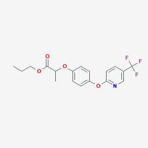 molecular formula C18H18F3NO4 B2909914 Propyl 2-(4-{[5-(trifluoromethyl)pyridin-2-yl]oxy}phenoxy)propanoate CAS No. 71689-82-2