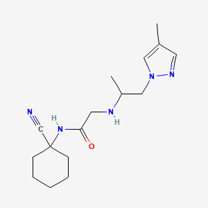 molecular formula C16H25N5O B2909917 N-(1-cyanocyclohexyl)-2-{[1-(4-methyl-1H-pyrazol-1-yl)propan-2-yl]amino}acetamide CAS No. 1333979-92-2