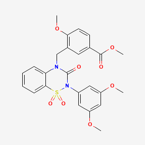 molecular formula C25H24N2O8S B2909919 methyl 3-((2-(3,5-dimethoxyphenyl)-1,1-dioxido-3-oxo-2H-benzo[e][1,2,4]thiadiazin-4(3H)-yl)methyl)-4-methoxybenzoate CAS No. 893789-41-8