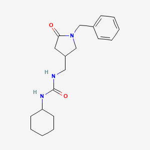 molecular formula C19H27N3O2 B2909923 1-((1-Benzyl-5-oxopyrrolidin-3-yl)methyl)-3-cyclohexylurea CAS No. 103296-10-2