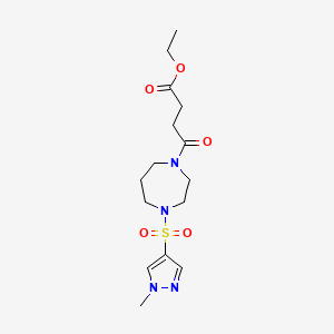molecular formula C15H24N4O5S B2909934 ethyl 4-(4-((1-methyl-1H-pyrazol-4-yl)sulfonyl)-1,4-diazepan-1-yl)-4-oxobutanoate CAS No. 2034484-91-6