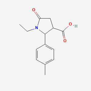molecular formula C14H17NO3 B2909937 1-Ethyl-2-(4-methylphenyl)-5-oxopyrrolidine-3-carboxylic acid CAS No. 900640-42-8