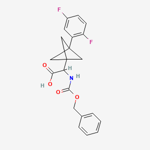 molecular formula C21H19F2NO4 B2909940 2-[3-(2,5-Difluorophenyl)-1-bicyclo[1.1.1]pentanyl]-2-(phenylmethoxycarbonylamino)acetic acid CAS No. 2287262-64-8