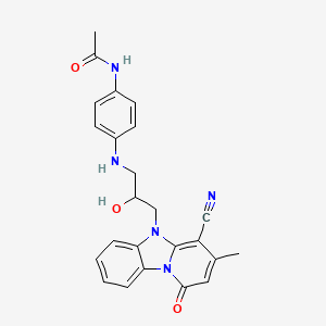 molecular formula C24H23N5O3 B2909943 N-(4-{[3-(4-cyano-3-methyl-1-oxopyrido[1,2-a]benzimidazol-5(1H)-yl)-2-hydroxypropyl]amino}phenyl)acetamide CAS No. 877788-30-2