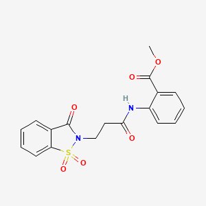 molecular formula C18H16N2O6S B2909957 methyl 2-[3-(1,1,3-trioxo-2,3-dihydro-1lambda6,2-benzothiazol-2-yl)propanamido]benzoate CAS No. 899996-13-5
