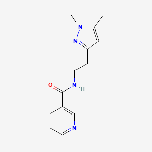 molecular formula C13H16N4O B2909968 N-(2-(1,5-dimethyl-1H-pyrazol-3-yl)ethyl)nicotinamide CAS No. 2034261-27-1