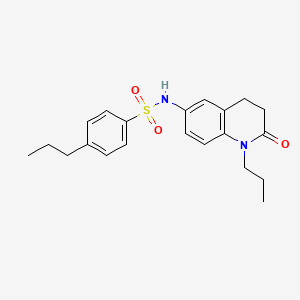 molecular formula C21H26N2O3S B2909978 N-(2-oxo-1-propyl-1,2,3,4-tetrahydroquinolin-6-yl)-4-propylbenzene-1-sulfonamide CAS No. 950464-50-3