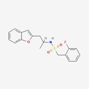 molecular formula C18H18FNO3S B2910002 N-[1-(1-benzofuran-2-yl)propan-2-yl]-1-(2-fluorophenyl)methanesulfonamide CAS No. 2034513-19-2