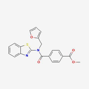 molecular formula C21H16N2O4S B2910023 Methyl 4-(benzo[d]thiazol-2-yl(furan-2-ylmethyl)carbamoyl)benzoate CAS No. 922396-03-0