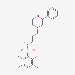 2,3,5,6-tetramethyl-N-(3-(2-phenylmorpholino)propyl)benzenesulfonamide