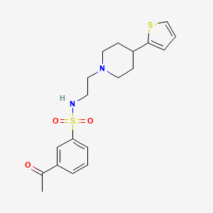 molecular formula C19H24N2O3S2 B2910051 3-acetyl-N-(2-(4-(thiophen-2-yl)piperidin-1-yl)ethyl)benzenesulfonamide CAS No. 1448033-65-5