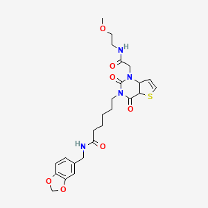 N-[(2H-1,3-benzodioxol-5-yl)methyl]-6-(1-{[(2-methoxyethyl)carbamoyl]methyl}-2,4-dioxo-1H,2H,3H,4H-thieno[3,2-d]pyrimidin-3-yl)hexanamide