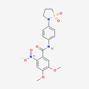 N-(4-(1,1-dioxidoisothiazolidin-2-yl)phenyl)-4,5-dimethoxy-2-nitrobenzamide