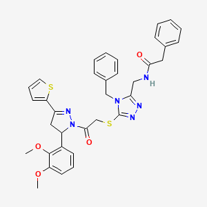 N-((4-benzyl-5-((2-(5-(2,3-dimethoxyphenyl)-3-(thiophen-2-yl)-4,5-dihydro-1H-pyrazol-1-yl)-2-oxoethyl)thio)-4H-1,2,4-triazol-3-yl)methyl)-2-phenylacetamide