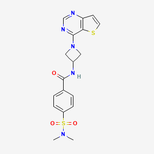 molecular formula C18H19N5O3S2 B2910084 4-(dimethylsulfamoyl)-N-(1-{thieno[3,2-d]pyrimidin-4-yl}azetidin-3-yl)benzamide CAS No. 2380191-63-7