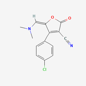4-(4-chlorophenyl)-5-[(E)-(dimethylamino)methylidene]-2-oxo-2,5-dihydro-3-furancarbonitrile