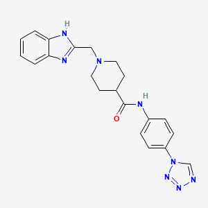 molecular formula C21H22N8O B2910112 1-((1H-benzo[d]imidazol-2-yl)methyl)-N-(4-(1H-tetrazol-1-yl)phenyl)piperidine-4-carboxamide CAS No. 1207007-79-1