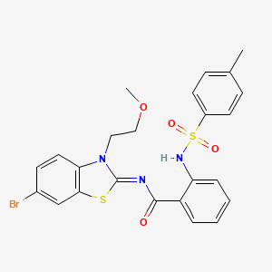 molecular formula C24H22BrN3O4S2 B2910116 N-[6-bromo-3-(2-methoxyethyl)-1,3-benzothiazol-2-ylidene]-2-[(4-methylphenyl)sulfonylamino]benzamide CAS No. 864976-16-9