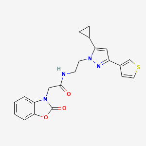 N-(2-(5-cyclopropyl-3-(thiophen-3-yl)-1H-pyrazol-1-yl)ethyl)-2-(2-oxobenzo[d]oxazol-3(2H)-yl)acetamide