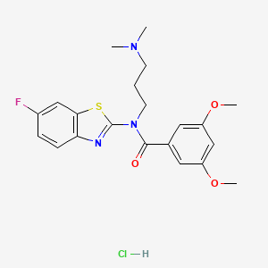 molecular formula C21H25ClFN3O3S B2910118 N-(3-(dimethylamino)propyl)-N-(6-fluorobenzo[d]thiazol-2-yl)-3,5-dimethoxybenzamide hydrochloride CAS No. 1216897-11-8