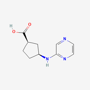 molecular formula C10H13N3O2 B2910120 (1R,3S)-3-(Pyrazin-2-ylamino)cyclopentane-1-carboxylic acid CAS No. 1689992-87-7