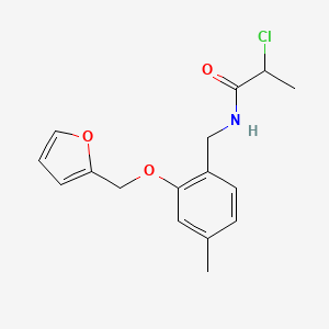 molecular formula C16H18ClNO3 B2910129 2-Chloro-N-[[2-(furan-2-ylmethoxy)-4-methylphenyl]methyl]propanamide CAS No. 2411223-65-7