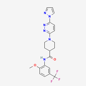 molecular formula C21H21F3N6O2 B2910130 N-[2-methoxy-5-(trifluoromethyl)phenyl]-1-[6-(1H-pyrazol-1-yl)pyridazin-3-yl]piperidine-4-carboxamide CAS No. 1706419-77-3