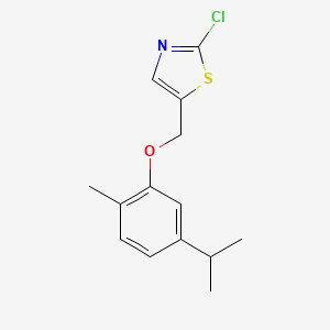 molecular formula C14H16ClNOS B2910136 2-Chloro-5-[(5-isopropyl-2-methylphenoxy)methyl]-1,3-thiazole CAS No. 551931-36-3