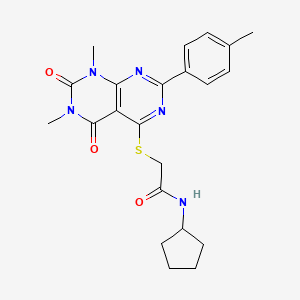N-cyclopentyl-2-((6,8-dimethyl-5,7-dioxo-2-(p-tolyl)-5,6,7,8-tetrahydropyrimido[4,5-d]pyrimidin-4-yl)thio)acetamide
