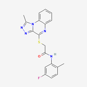 molecular formula C19H16FN5OS B2910141 N-(5-FLUORO-2-METHYLPHENYL)-2-({1-METHYL-[1,2,4]TRIAZOLO[4,3-A]QUINOXALIN-4-YL}SULFANYL)ACETAMIDE CAS No. 1358192-34-3