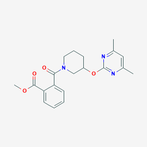 molecular formula C20H23N3O4 B2910146 Methyl 2-{3-[(4,6-dimethylpyrimidin-2-yl)oxy]piperidine-1-carbonyl}benzoate CAS No. 2097900-81-5