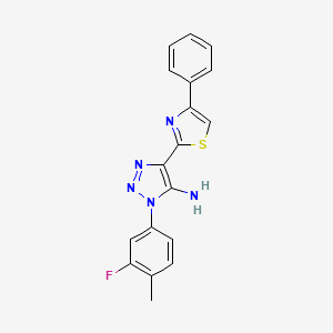 molecular formula C18H14FN5S B2910188 1-(3-fluoro-4-methylphenyl)-4-(4-phenyl-1,3-thiazol-2-yl)-1H-1,2,3-triazol-5-amine CAS No. 1207040-63-8