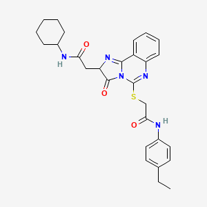molecular formula C28H31N5O3S B2910189 N-cyclohexyl-2-[5-[2-(4-ethylanilino)-2-oxoethyl]sulfanyl-3-oxo-2H-imidazo[1,2-c]quinazolin-2-yl]acetamide CAS No. 959533-00-7