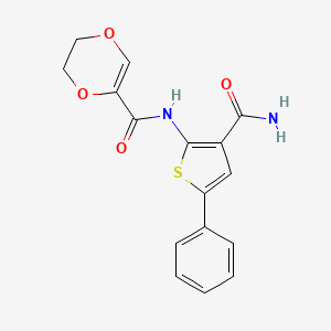 N-(3-carbamoyl-5-phenylthiophen-2-yl)-5,6-dihydro-1,4-dioxine-2-carboxamide