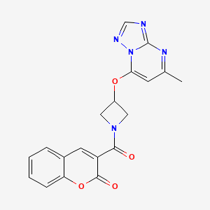 molecular formula C19H15N5O4 B2910198 3-(3-((5-methyl-[1,2,4]triazolo[1,5-a]pyrimidin-7-yl)oxy)azetidine-1-carbonyl)-2H-chromen-2-one CAS No. 2319877-70-6