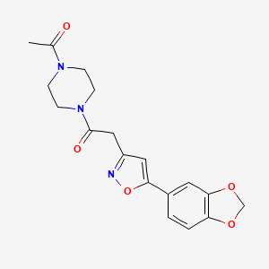 1-(4-Acetylpiperazin-1-yl)-2-(5-(benzo[d][1,3]dioxol-5-yl)isoxazol-3-yl)ethanone