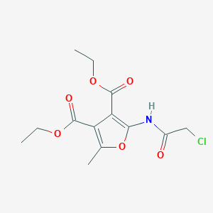 molecular formula C13H16ClNO6 B2910201 3,4-Diethyl 2-(2-chloroacetamido)-5-methylfuran-3,4-dicarboxylate CAS No. 851208-03-2