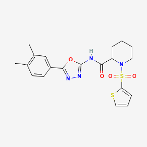 molecular formula C20H22N4O4S2 B2910203 N-(5-(3,4-dimethylphenyl)-1,3,4-oxadiazol-2-yl)-1-(thiophen-2-ylsulfonyl)piperidine-2-carboxamide CAS No. 1097645-43-6