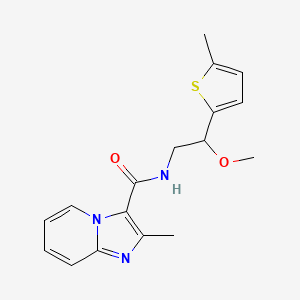 molecular formula C17H19N3O2S B2910205 N-[2-Methoxy-2-(5-methylthiophen-2-YL)ethyl]-2-methylimidazo[1,2-A]pyridine-3-carboxamide CAS No. 1797023-55-2