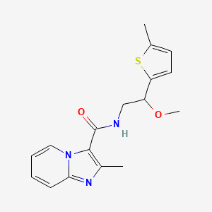molecular formula C17H19N3O2S B2910205 N-(2-methoxy-2-(5-methylthiophen-2-yl)ethyl)-2-methylimidazo[1,2-a]pyridine-3-carboxamide CAS No. 1797023-55-2