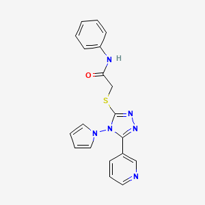 molecular formula C19H16N6OS B2910247 N-phenyl-2-{[5-(pyridin-3-yl)-4-(1H-pyrrol-1-yl)-4H-1,2,4-triazol-3-yl]sulfanyl}acetamide CAS No. 886929-06-2