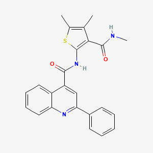 molecular formula C24H21N3O2S B2910262 N-[4,5-dimethyl-3-(methylcarbamoyl)thiophen-2-yl]-2-phenylquinoline-4-carboxamide CAS No. 896295-48-0